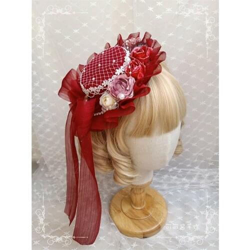Handmade Lolita Flat Hat Gorgeous Tea Party Elegant Bow Top Hat Handmade Lolita Flat Hat Gorgeous Tea Party Elegant Bow Top Hat