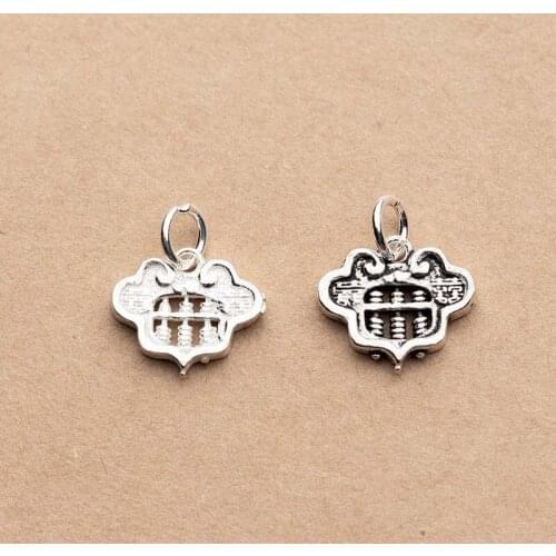 925 Sterling Silver Classic Chinese Lock Charms 14x12.5mm Handmade Craft Jewelry Pendants Accessories DIY Necklace Bracelets