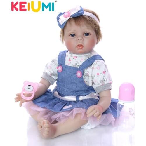 Lifelike 22 Inch Cloth Body Vinyl Doll Reborn 55 cm Realista Baby Rooted Mohair Real Reborn Babies Doll For Girl Toys Gift