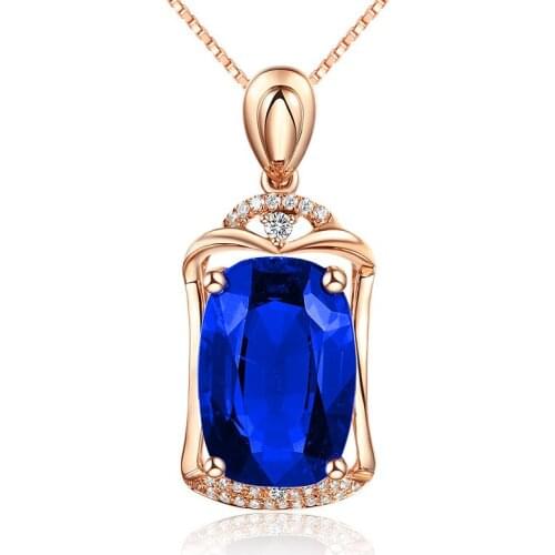 Luxury Necklace 925 Silver Jewelry Rectangle Ruby Zircon Gemstone Pendant Accessories for Women Wedding Party Promise Wholesale