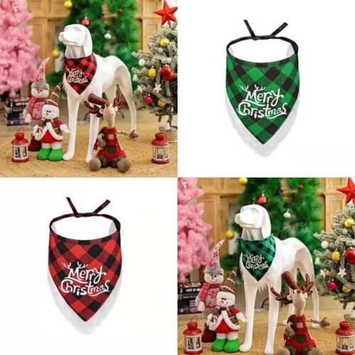 Christmas Dog Bandana Pet Supplies Small Dog Cat Puppy Bandanas Scarf Holiday Dog Accessories Red and Green Plaid Dogs Bandana