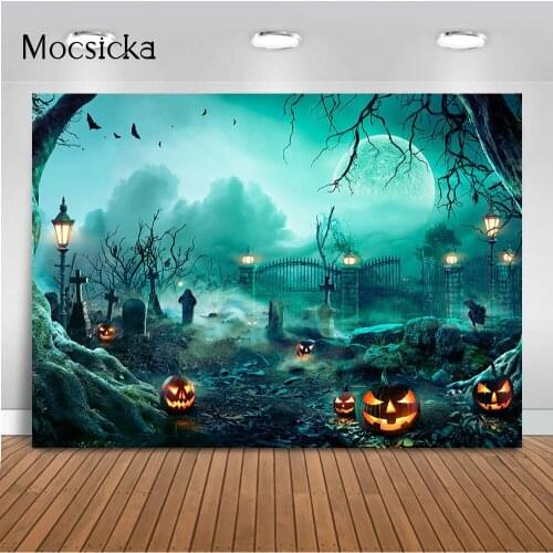 Christmas Eve backdrop for photography halloween pumpkin background for photo studio Park cemetery Horrible spooky Photocall