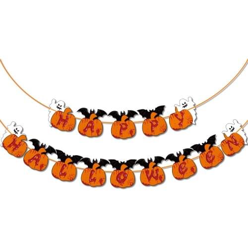 HAPPY Halloween Pumpkin Paper Board Card Banner Hanging for Halloween Party Background Wall Decoration