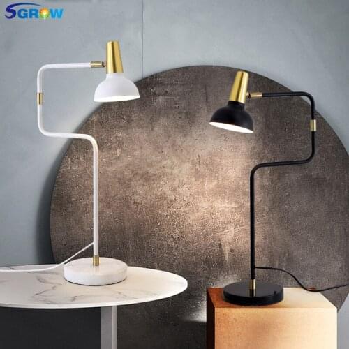 SGROW Marble Base Adjustable Table Lamps Light Fixtures for Bedroom Study Dinning Room Desk Lights Indoor Lighting with E14 Bulb