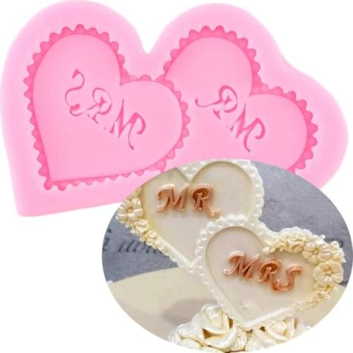 Continental Mr & Mrs Letter Silicone Mold DIY Wedding Cake Decorating Tools Love Cake Border Fondant Mould Candy Chocolate Molds