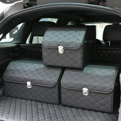 Collapsible Car Trunk Storage Box High Capacity Organizer In The Car PU Leather Trunk Tool Box Auto Accessories Storage Bag