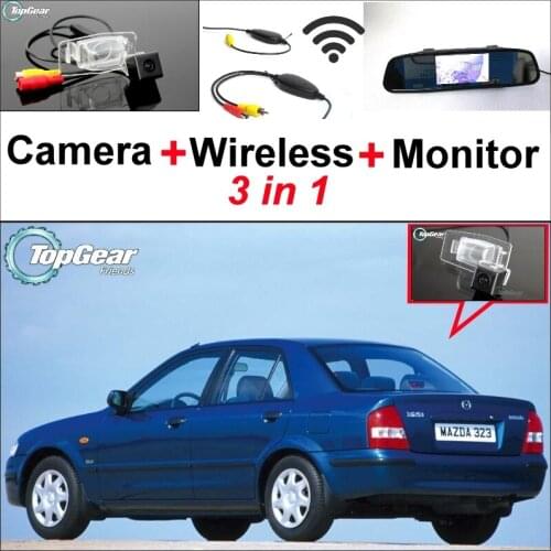 3 in1 Special Rear View Camera + Wireless Receiver + Mirror Monitor Easy Backup Parking System For Mazda 323 Familia Allegro