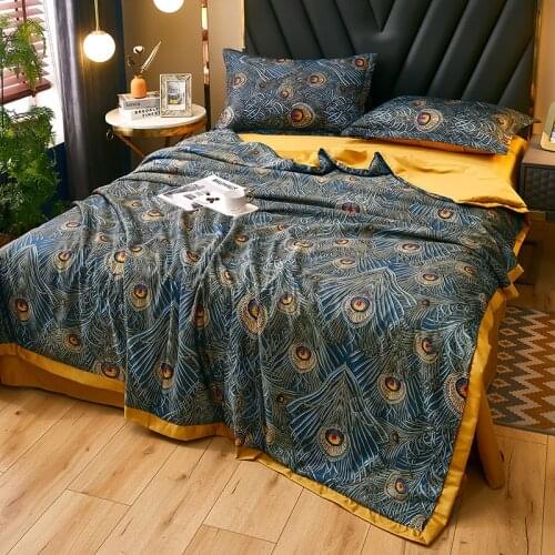 Washing Silk Cotton Summer Quilt Four-piece Set Days Silk Airable Cover Summer Students Dormitory Thin Blanket Home Decoration