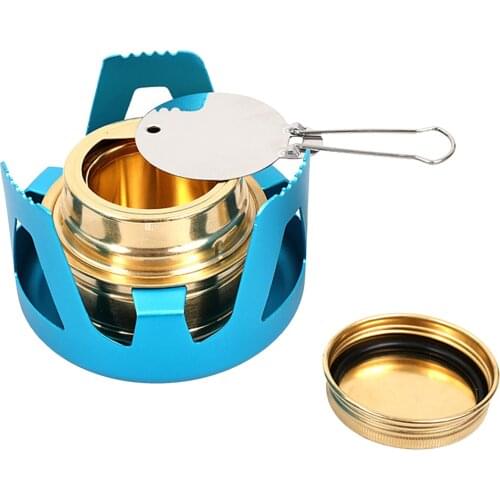 Heavy Duty Brass Alcoho Stove Burner with Aluminum Alloy Stand Lid for Outdoor Camping Hiking Backpacking Cooking Portable