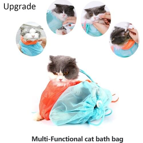 Upgrade Mesh Cat Grooming Bath Bag Cat Supplies Washing Bags For Pet Bathing Nail Trimming Injecting Anti Scratch Bite Restraint