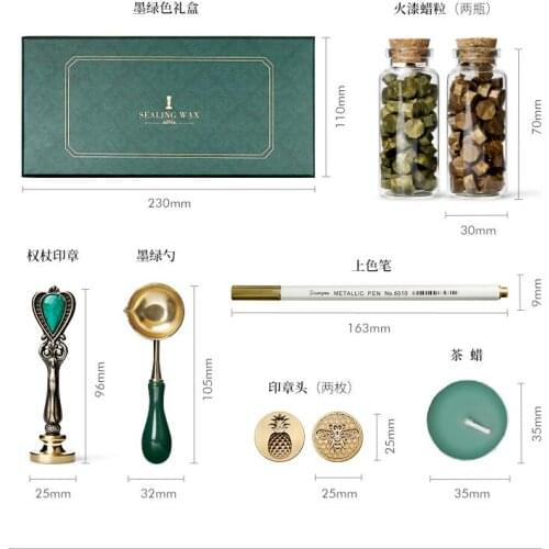 Vintage Sealing Wax Tablet Beads Candle Detachable Spoon Stamp Set with Storage Box Kit DIY Envelope Invitation Craft