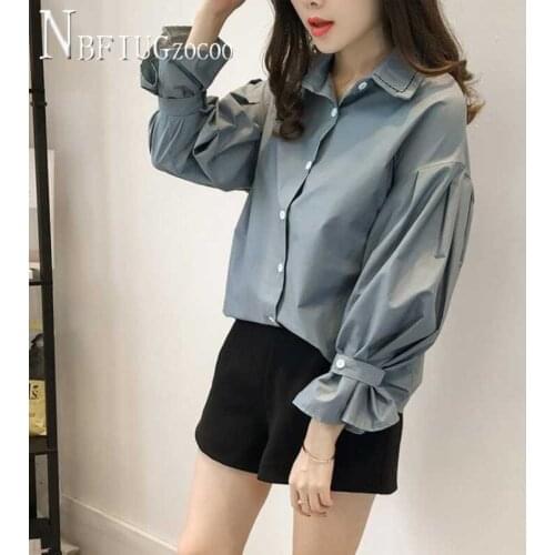 2020 Spring Korean New Plus Size Women Blouse Loose Long Sleeve Female Blouses