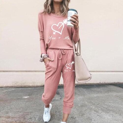 New Arrival Two Piece Sets Women Tracksuit Letter Print Long Sleeve Autumn Tops Solid Color Casual Outfits