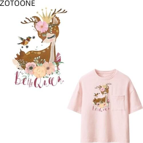 ZOTOONE Flower Elk Patches Iron on Flower Patch for Clothes Heat Transfers Deer Stickers for Kids Applications DIY Appliques G