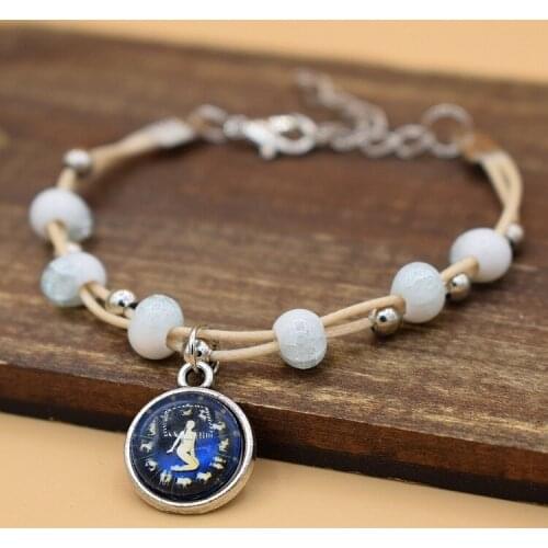 1PC Constellation Bracelet Time Gem Glass Ball Weaving Small Fresh Jewelry Gift
