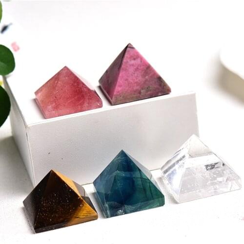 Natural Crystal Pyramid Tigers Eye Lazuli Reiki Healing Stone Crystal Point Collection Crafts and Home Decoration And DIY Gifts