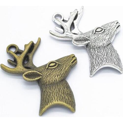 10pcs/lot 57x41mm Antique Silver Plated Alloy Deer Head Charms Pendant Fit For Jewelry Findings