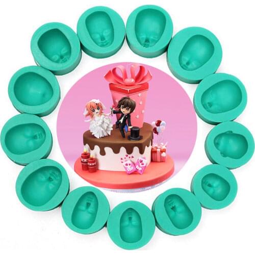 13Pc Dolls Face Silicone Mold Fondant Mould Cake Decorating Tool Chocolate Gumpaste Molds, Sugarcraft, Kitchen Accessories