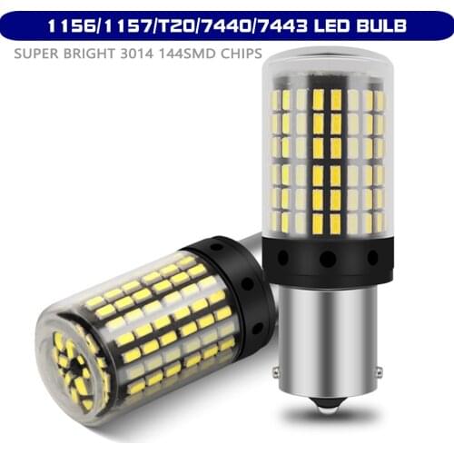 1x Car Signal Lamp 1157 Bay15d P21/5W Bulbs 3157 T25 P27~7W Canbus T20 7443 W21W W21/5W Led 3030 144SMD Turn Brake Backup Light