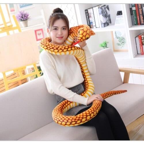 2.1M Simulation Golden Cobra Snake Plush Toy Doll Pillow Snake Stuffed Toy Animals Big Size Snake Simulation Cobra Plush Toy