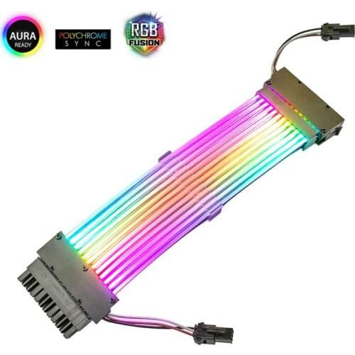 24 Pin Extension Cable Motherboard SYNC Extension Cord 5V ARGB Motherboard Connector RGB Cable for PC Case