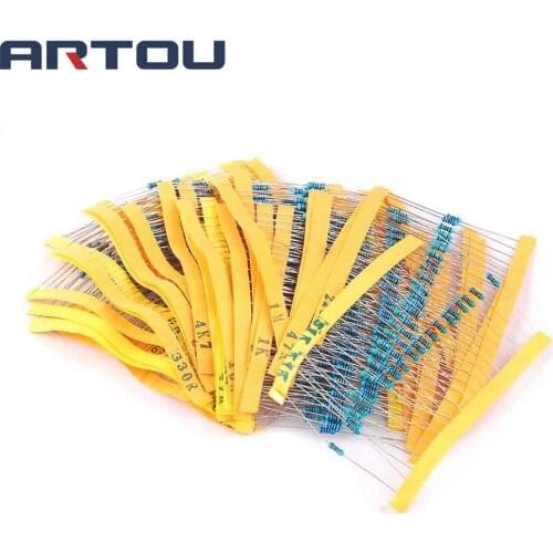 30valuesX20pcs=600pcs,1/4W 1% 10R-1M Metal Film Resistor Samples kit