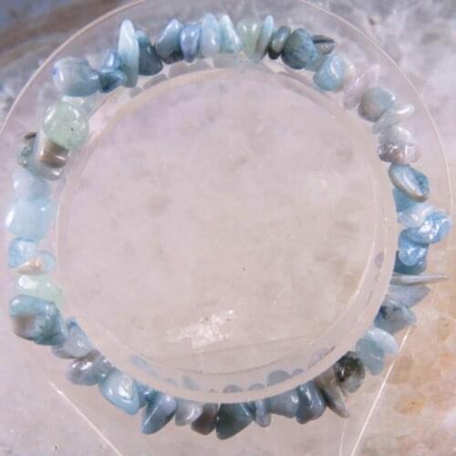 4Pcs Women Jewelry Gift Bracelet Natural Light Blue Stone 4x8MM Chip Beads Bangle Stretch 7" H1408