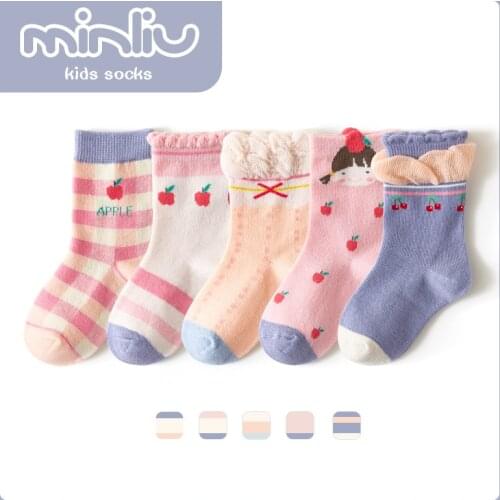 5 Paris/Lot Childrens Socks for Girls Boys Cotton Fashion Baby Little Strawberry Cherry Children Clothes Accessories