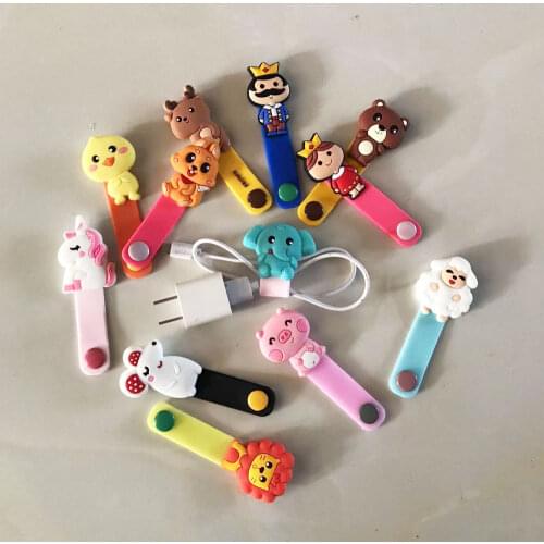 10PCS/lot Cartoon buttoned Bear Fixed Line Clamp Cable Wire Organizer Cable Clip Tidy Cord Holder Bobbin Winder