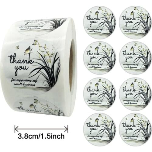 500Pcs/roll Phalaenopsis Thank You Sticker 3.8CM Sealing Label Gold Foil Gift Packaging Decoration Journal Stationery Stickers