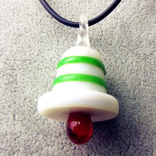 6pcs Custom wholesale Hand made lampwork Murano Glass Christmas Bell pendant ornaments cute DIY Necklace accessories