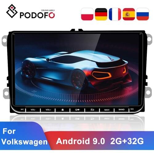 Podofo 2 Din Android 8.1 Car Multimedia Player Auto Radio For VW Volkswagen Golf Polo Skoda Rapid Tiguan Passat b7 Octavia Leon