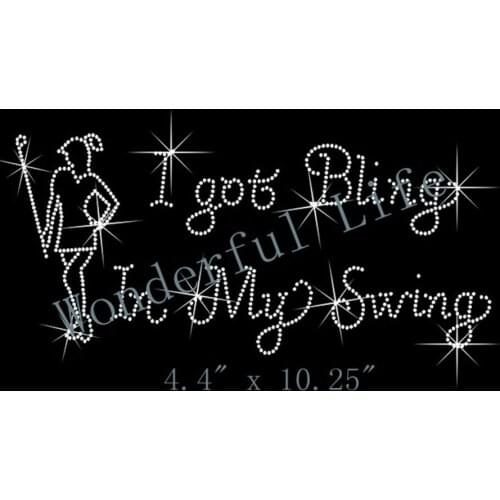 Free shipping hotfix Rhinestone Motif Transfer Design Golf Rhinestone Iron On Transfer