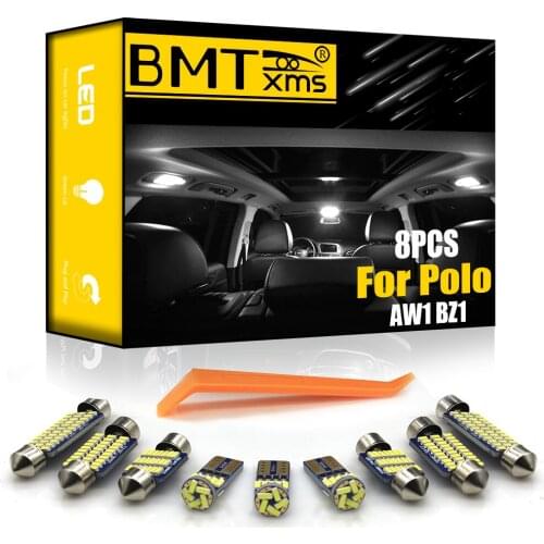 BMTxms 9Pcs For Volkswagen VW Polo AW1 BZ1 2018-Present Vehicle LED Interior Map Dome Trunk Light Kit Canbus Auto Accessories