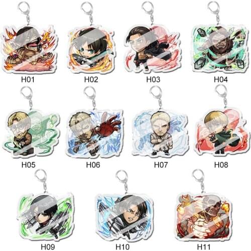Attack on Titan Anime HD Printed Keychain Cosplay Acrylic Pendant Keyring Cute Funny Cartoon Toy Rare Gift