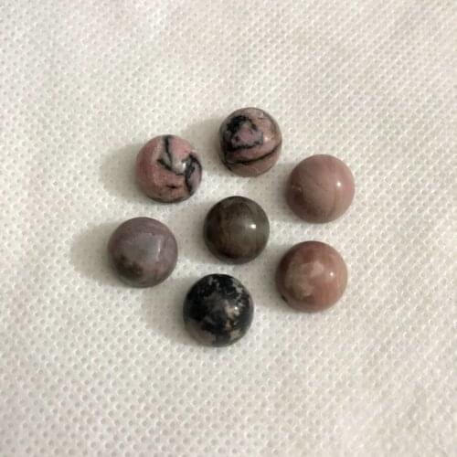 Wholesale 5pcs/pack Natural Rhodonite Bead Cabochon 10mm Round Cabochon Thickness 7mm,Loose Gem Stone Ring Face