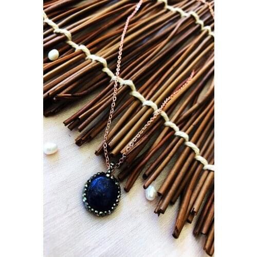 Dr Stone Natural Stone handmade gold plated African collection Women lapis lazuli Stone Pendant XKTDR14