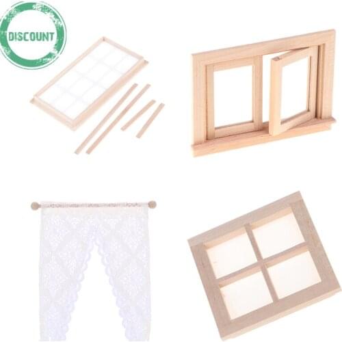 Wooden Traditional 2/4/12-pane Window Frame 1:12 Scale Dollhouse DIY Miniature Furniture Accessory
