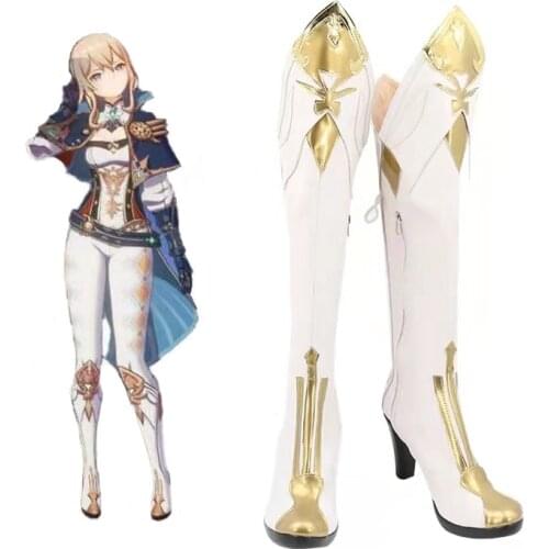 Genshin Impact Jean Cosplay Boot Shoes Jean Halloween Party White Boots Shoes Unisex
