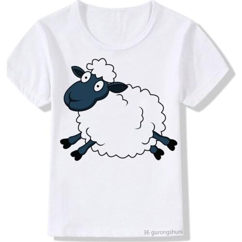 Funny kids tshirt cute little sheep cartoon print tshirt summer Harajuku tee boys/girls all suitable t-shirt summer white tops