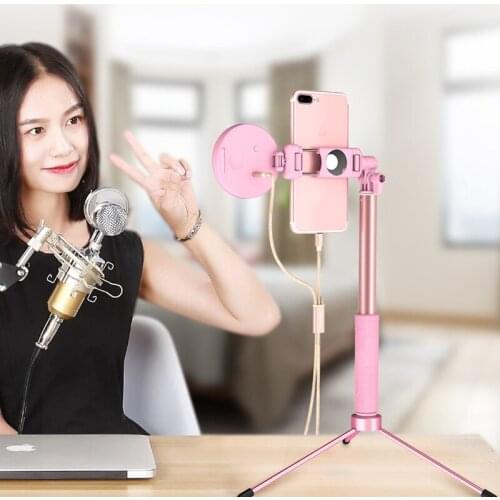 Ring light Stand live Tripod Selfie Stick LED 4 in 1 With 1.7m Extendable Monopod Phone Mount for iPhone X 8 Android SmartPhone