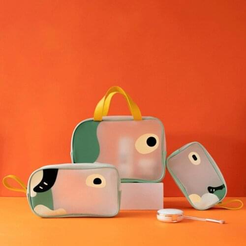 Hot Sale Cosmetic Case Waterproof Toiletry Bag Clear Cartoon Women Makeup Pouch Organizer Wash Bag Handbag for Travel