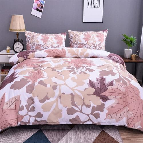 Hot-selling Plant Leaf Printed Bedding Set Flower Down Quilt Set Queen King Size Quilt Set
