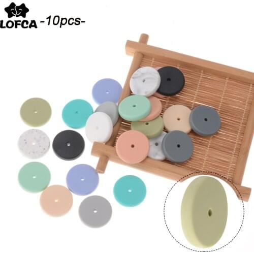 LOFCA 10pcs Coin silicone beads Baby Teether Round Baby Disc BPA Free DIY Necklace Pacifier Chain Baby Teething Care For Infant