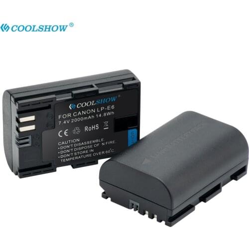 LP-E6 lp e6 Canon Batteries For EOS MarkII III IV EF-S 18-200IS Kit 5D mark III 6D 7D 80D 70D 60D 5D E6 Battery 2000mah