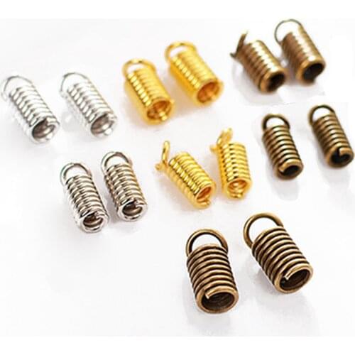 Gold Silver Bronze Color Metal Spring Clamp Crimp Beads Leather Cord Ends Caps Connectors for Jewelry Bracelet Making Supplies