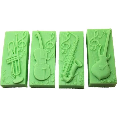 Musical Instruments note Saxophone Guitar Bass cake decoration silicone soap mold DIY Cake Decorating Tools Baking mold