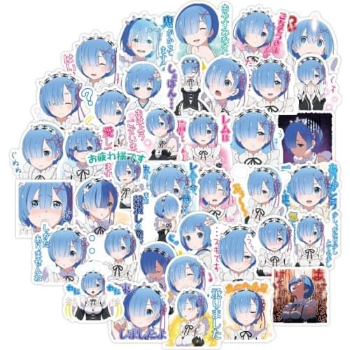 40Pcs Re:Life In a Different World From Zero Sticker 3-4CM Cute Kawaii Rem Sticker For Laptop Phone Cup Car Sticker Scrapbooking