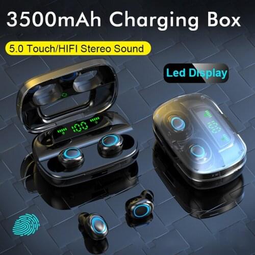 TWS 3500mAh Power Bank Headphone LED Bluetooth 5.0 Earphone 8D Headphones Wireless HIFI Stereo Earbuds Gaming Headset With Mic