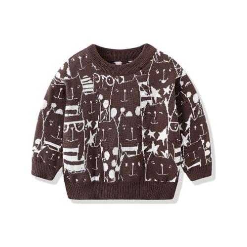 New Baby Boys Knit Sweater Cartoon Fashion Knitted Clothes for Boys Childrens Clothing Autumn Winter Baby Loose Sweaters 2-7Y
